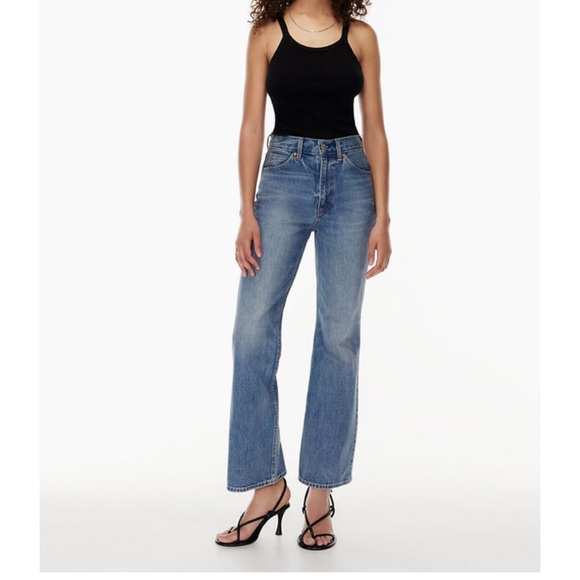 Denim Forum The Marlene 60’s High Flare Jeans in Classic Blue, Sz 25/30L - Picture 1 of 12